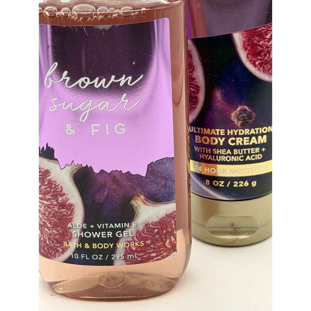 2 PC BATH and BODY WORKS Brown Sugar & Fig Body Cream and Shower Gel Wash - Picture 2 of 3